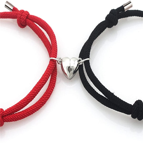 Par-Bracelet med Magnetisk Charm-Hänge, Flätat Snöre