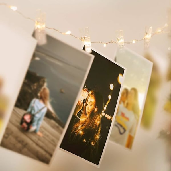 Varmvit Foto Ljusgirlang, 100 LED 10M Fotogirlang Batteri