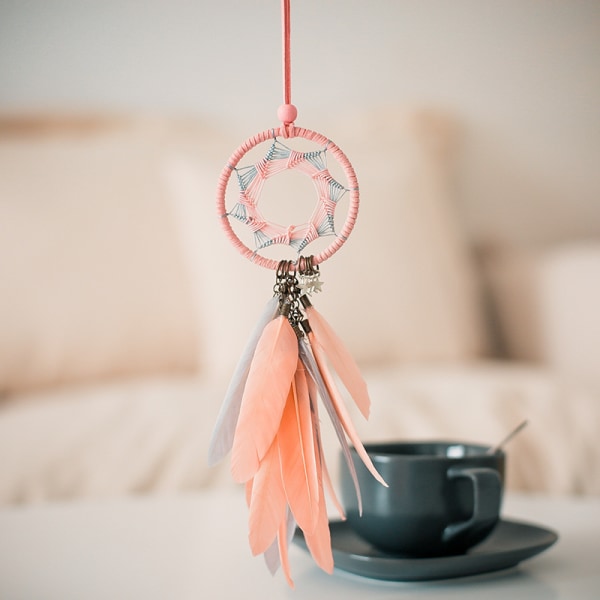 #2 STK Bilprydnader Drömfångare Hängande Bilbackspegelprydnader Bilinredning Styling Tillbehör Dekoration Bilhängande Charm Rosa#