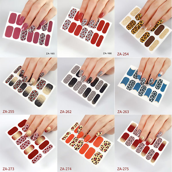 12 Ark Nagellackdekaler Hela Nageln, Leopardmönster Lo