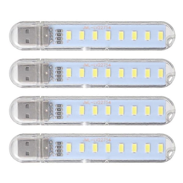 4 stk. LED Natlys 8-LED Kreativ Mini Bordlampe Læselampe Tilbehør