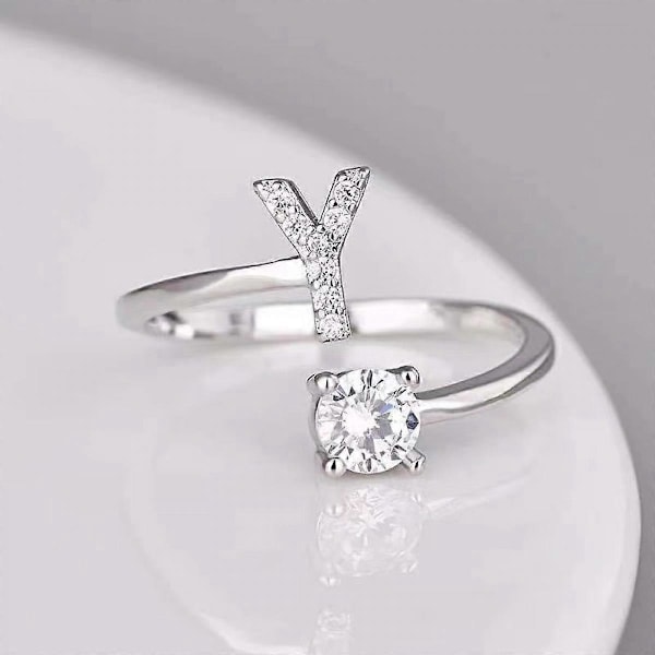 Ring Dam Bokstav Silver Y Metall Justerbar Öppen Ring Initialer