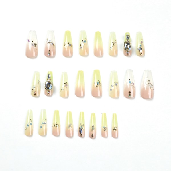 24 stykker gradient guldfolie rhinestones (limtype) Lange For