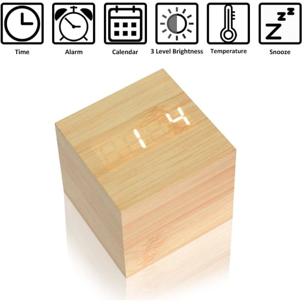 *Wooden Alarm Clock Mini Digital Clock with Time Temperature Displ*