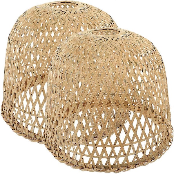 2 stk. Vævet Bambus Lampeskærm Rustik Stil Bambus Lampeskærm Pendel Lampe Cover Lampe Tilbehør