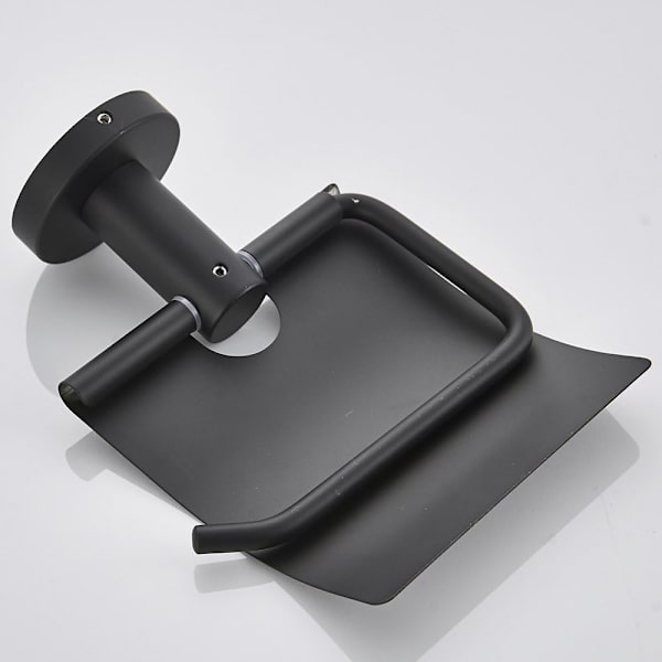Toiletpapirholder med Rund Sort Base, Mat Sort, med Flap T