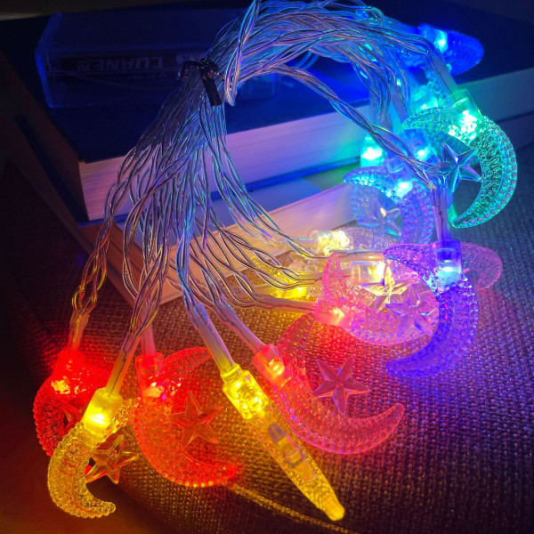 Moon And Stars String Lights - Vattentät, festlig trädgårdsdekoration för jul och helgdagar10m - Fjärrkontroll USBmoon star color2
