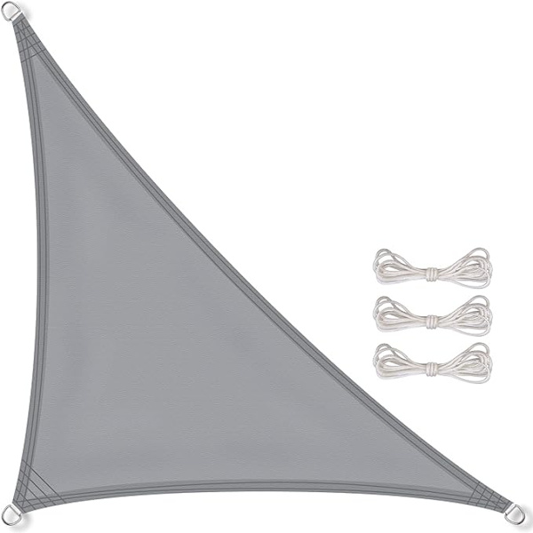 #x 3 x 4,25 m Lysegrå SkyggeSeil Solseil Hage Balkong Polyester PES VannAvvisende Trekant#