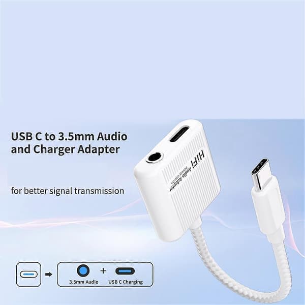 USB-C til 3,5 mm Audio Opladningsadapter, 60W PD, Type C Aux Konverter