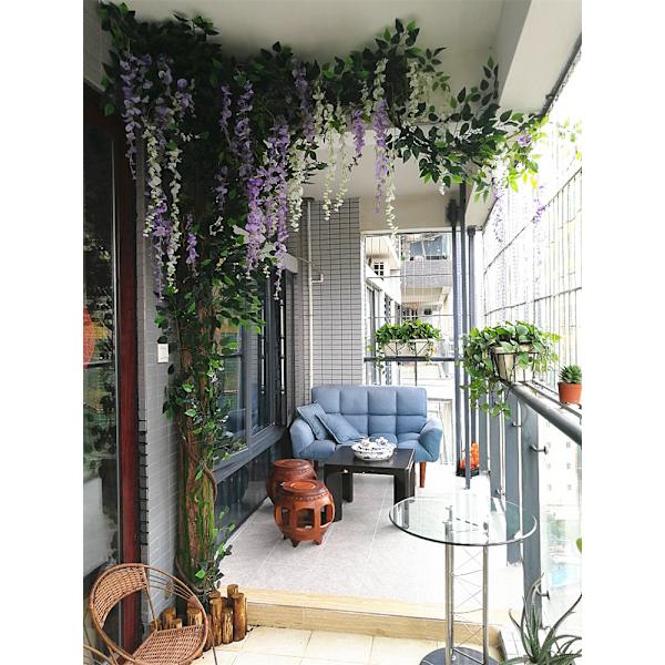 4x6FT Kunstig Wisteria Vine Girlander Planter Blomster Kunst For C