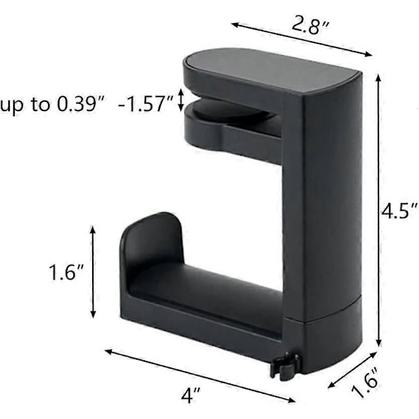 Gaming Headset Hodetelefonkrok Holder Hengerfeste, Hodetelefonstativ med Justerbar & Roterende Armklemme, Under Skrivebord Design, Universell Passform, Innebygd C