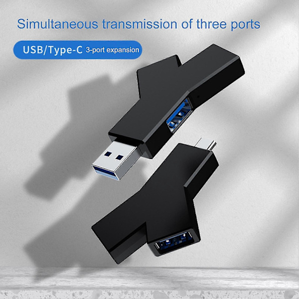 USB HUB Y-formad Multiport Expansion Plug And Play Driverfri 5Gbps Dataöverföring Tre Portar Trådlös 3 i 1 USB 3.0