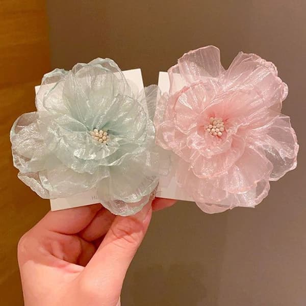 Mesh Blomster Barn Hårklemme Sød Og Prinsesse Stil Side