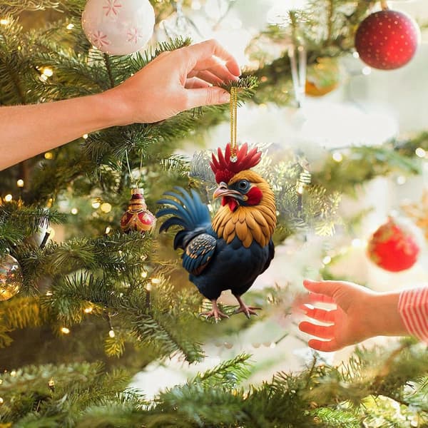 #Julehønse Ornament - 8,5 cm Hengende Dekorasjon#