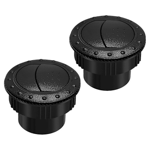 Garneck 2st 60mm Instrumentbräda Luftventil Uttag Luftkonditionering Deflektor Sida Tak för Bil RV ATV A1176 (Svart)