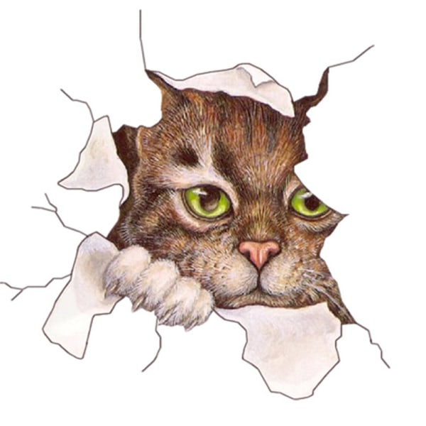 1 stk (Sød Kat [12,5*16cm]) 3D Kat Vægsticker - Sjove Dekorationer