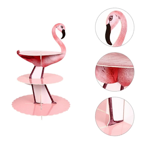 Kreativ Flamingoformad Tårtställning Trevånings Dessertställ Papperstårthållare