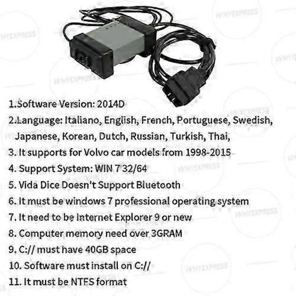 Volvo Diagnostiikkatyökalu VIDA:lle - DiCE 2014D Vaihtoehto (Yhteensopiva)