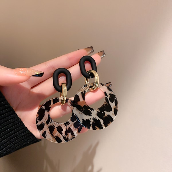 925 sølv nål akryl geometriske leopard print øreringe t