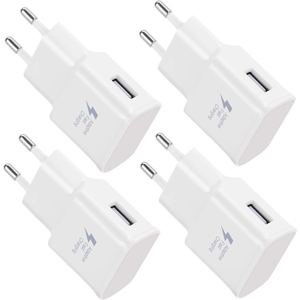 4-pakke 5V-2A USB strømlader stikkadapter Universal rask lading