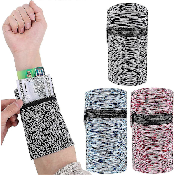 3 stk. Håndleds Wallet Telefon Armbånd Sleeve, Løbe Wallet Håndledsbånd, Sports Håndledstaske Med Lynlåslomme Til Telefon Løb Vandring