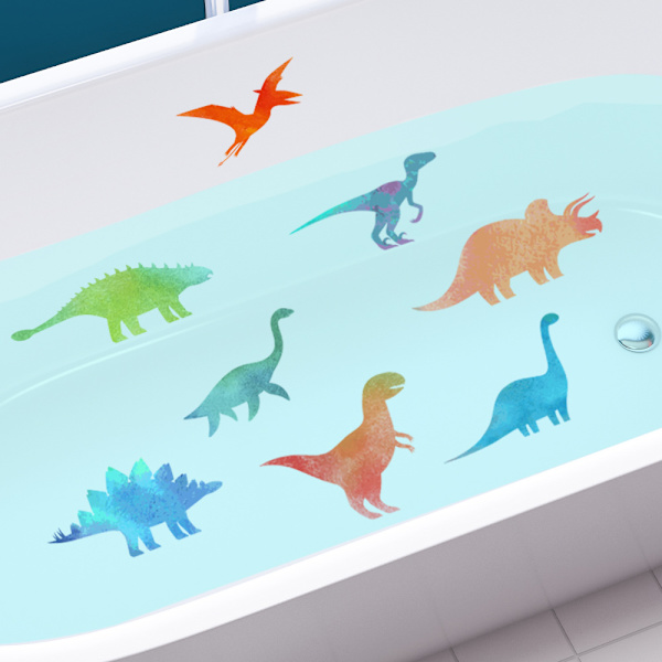 #6kpl. sarjakuva dinosaurus kylpyamme seinätarra 15x20cm#