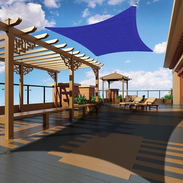 *Rektangulær skygge seil 2x2 meter, vanntett UV-beskyttelse markise for hage terrasse utendørs patio svømmebasseng, med gratis tau (Klein blå)*