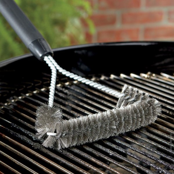 Liten BBQ-borste med nät, grillrengöringsborste, utomhus, rostfritt stål