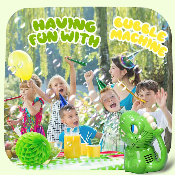 Bubbelmaskin - Automatisk Dinosaurie Bubbelmaskin för Barn, Bärbar Bubbelblåsare Leksaker 3000+ med Bubbelvätska, Bästa Presenten för Utomhus
