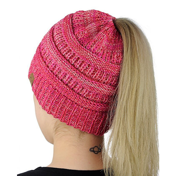 #Strikket beanie hue til kvinder og piger til vinter med hul til fletning#