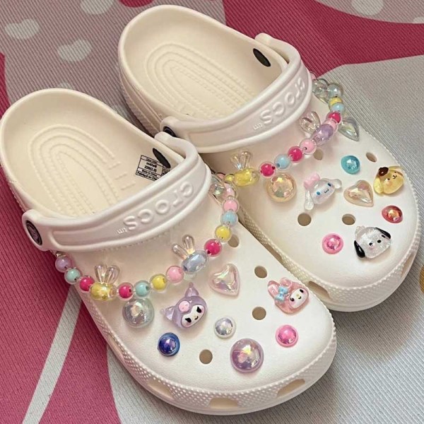 18 Stykker 3D Clog-Sandaler Pynt (Tilfældig Farve), Sko Charms, Klip