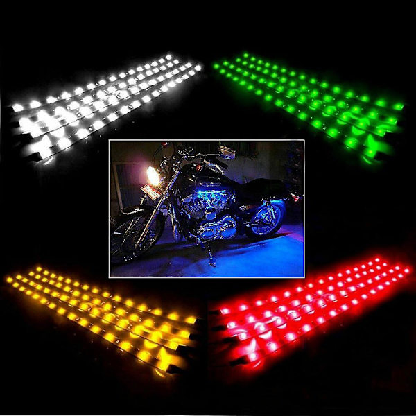 10 stk gule vanntette fleksible LED-striper under karosseri for bil