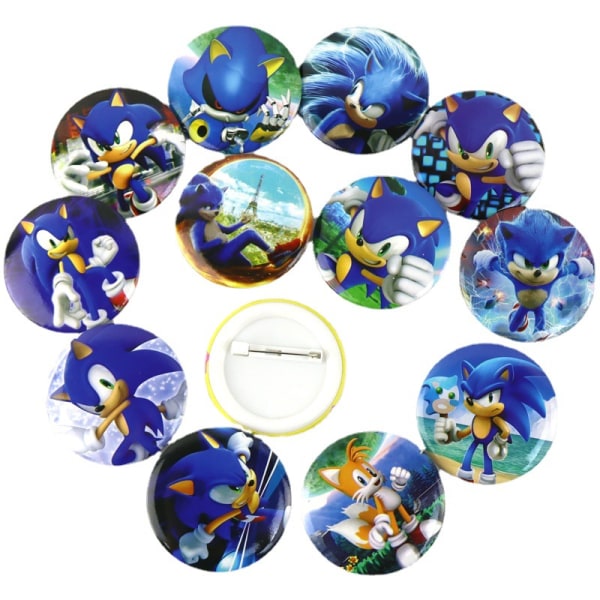 #Pakke med 12 Sonic Sonic Badges Runde Badges#