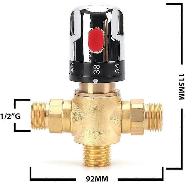 Termostatisk blandingsbatteri - Brusebatteri med 1/2\" G-tilslutning