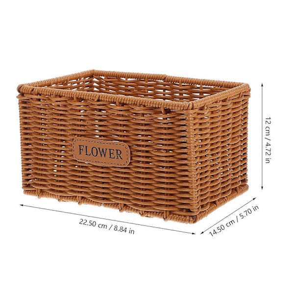 Imitert Rattan Vevd Blomsterkurv Rustikk Oppbevaring Vevd Kurv Rektangulær Blomsterkurv Dekor