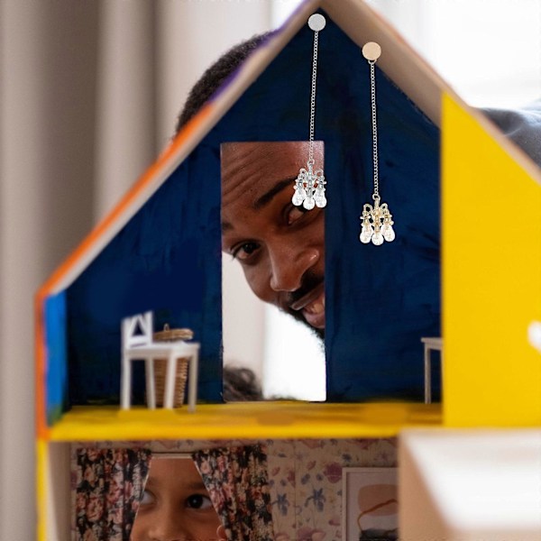 2 stk. Miniatyr Lysekrone Modell Miniatyr Hengende Taklampe Miniatyr Dekor