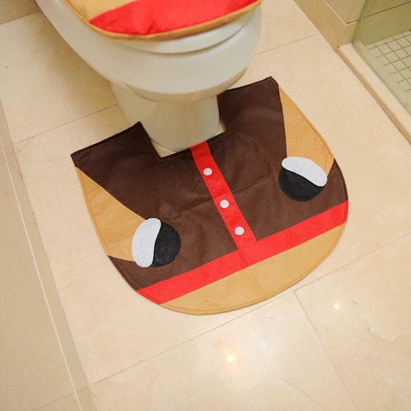 #3 stk. Julemand Snemænd Toilet Dæksel Gulvmåtte Vævsdæksel#