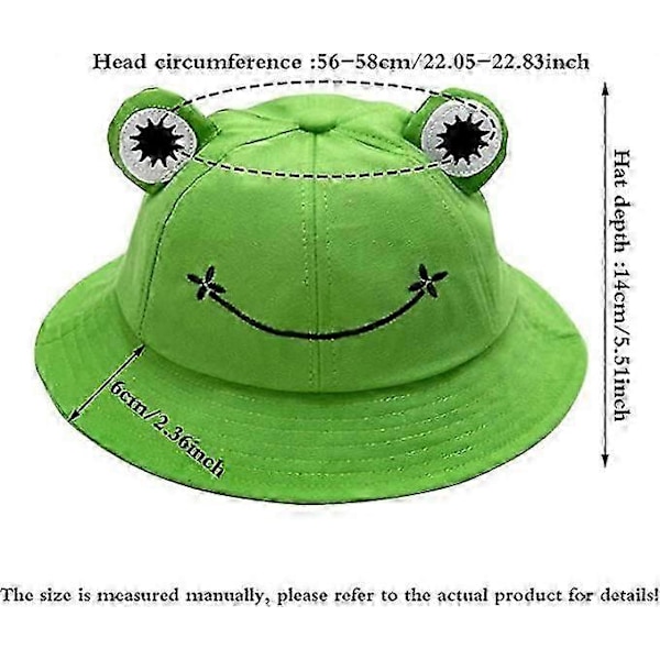 Fiskehat til damer Frø Sol Unisex Spand Sammenfoldelig Udendørs Sommer til Camping Vandreture Fiskerigrøn