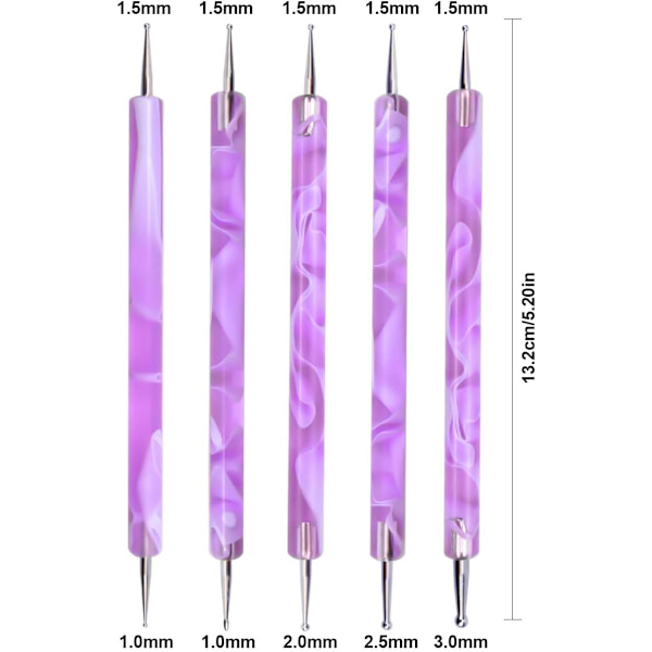5-pack nagelkonstpenna - Lila, nagelkonsttillbehörssats, nagelkonst