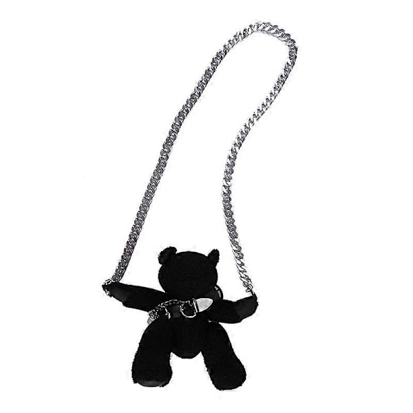 Crossbody-laukku ketjulla, täytetty eläinlaukku, nallekarhu-laukku, goottilainen laukku