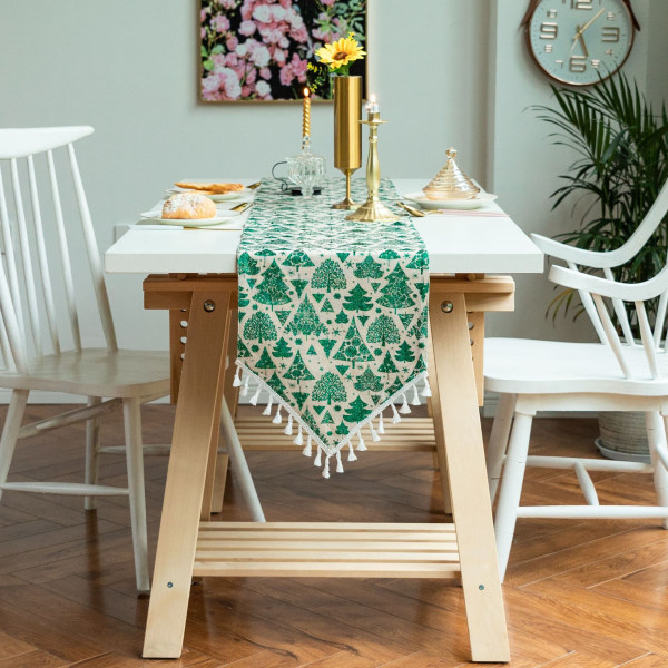 #Julbordflagga med fransar, varmstämplad, 33*240cm#