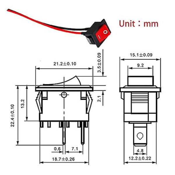 20 st Mini Vippströmbrytare, Mini Båtströmbrytare, Kabelansluten Start/Start Vippströmbrytare 6A/250V 10A/125V för Bil, Båt, Hushållsapparater