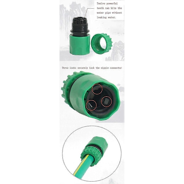 3 stk. Dobbelt han-slangekoblinger & 6 stk. Hurtigkoblinger til slange 1/2\" Plastik vandhanekobling
