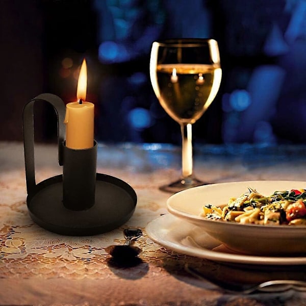 Set med 2 Bröllops Ljusstake Hållare Retro Metall Ljushållare Svarta Ljusstakar Hållare Bordsdekoration för Restaurangbord Bröllop
