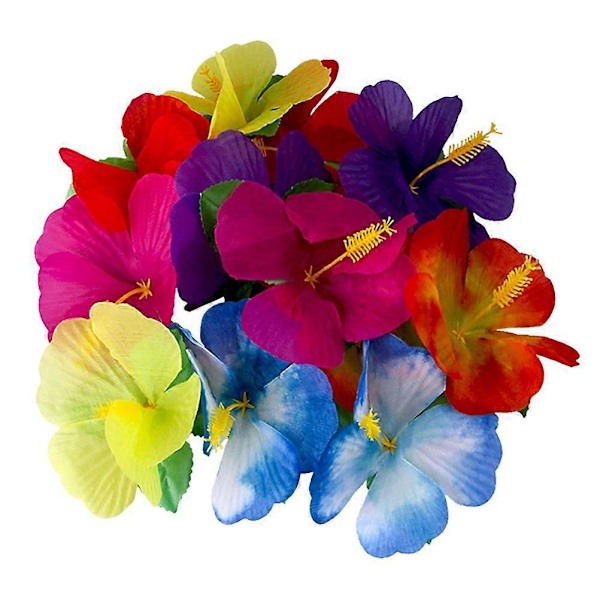 72 st Simuleringsblomma Hawaii Dekorationer Falska Hibiskusblommor Ornament (Slumpmässig Färg)