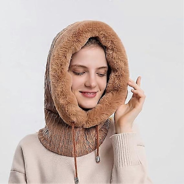 Vinterlue i ett stykke med ullfôr, strikket turbanhatt for kvinner