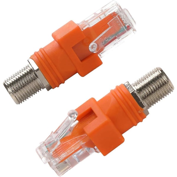 4 STK F til RJ45 Konverter F Hun til RJ45 Han Koaksial Tønde Kobling Adapter Ethernet Stik Koaksialt Lige Stik Orange