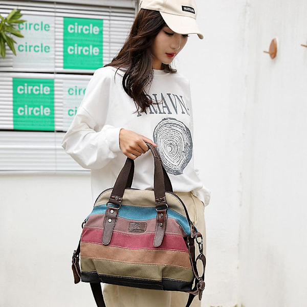 Dame Håndveske Crossbody Veske Skuldervesker i Flerfarget Canvas for Arbeid Fritid Shopping Reise