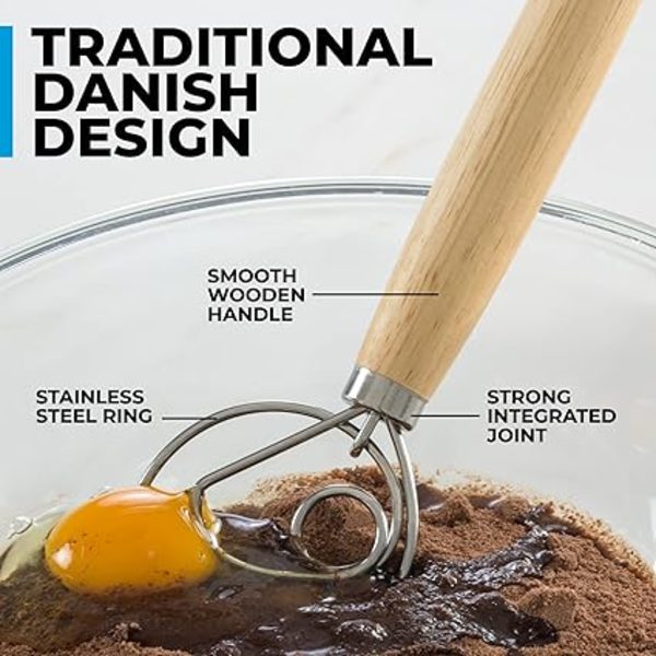 Danska degvisp Stor handmixer - Stor 13” Rostfritt stål