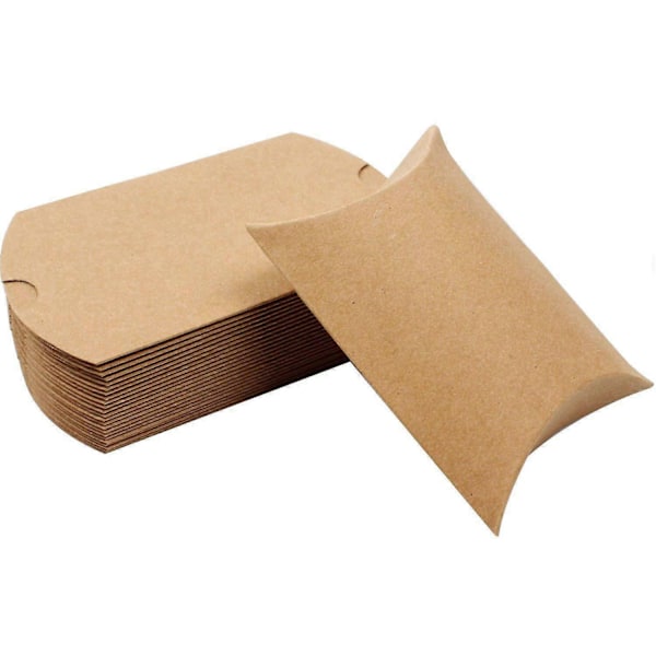 Kraftpapper Kudde Godisask, Vikbar Presentask med Jute Rep för Bröllop, Fester, Födelsedagar, Helgdagar, 50 st, 9*6*2.5cm